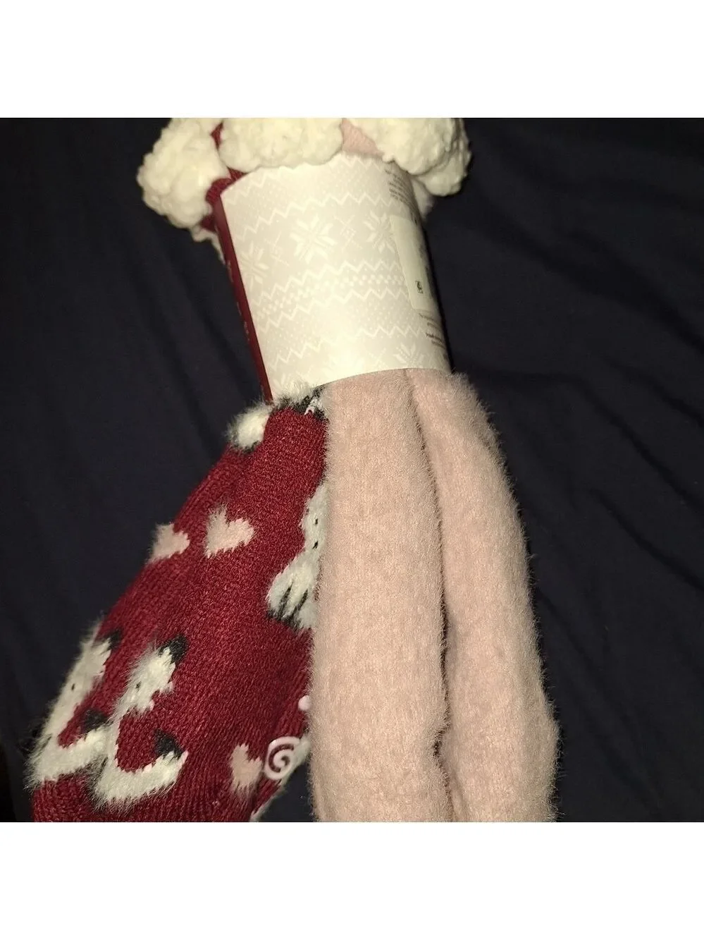 MUK LUKS Women's Cabin Socks Two Pair Small Medium Red